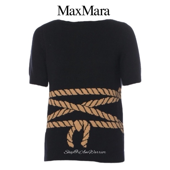 MaxMara cotton knotted rope motif boatneck short sleeve sweater *shop@iamwarrior - Picture 3 of 11